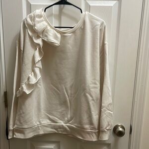 Simply Vera Vera Wang Cream Ruffled Cowl Neck Sweatshirt